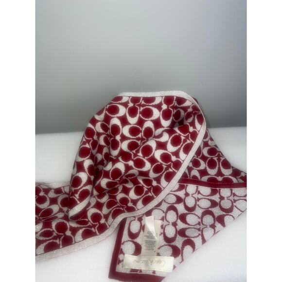 Coach Red Signature C Printed Wool Blend Scarf – 60” x 7” – Excellent Condition - Picture 5 of 10